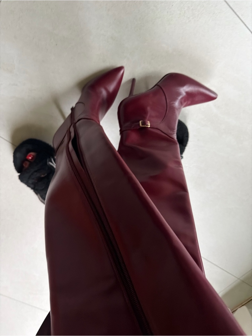 Gianni Bini Burgundy Over-the-Knee Pointed Stiletto Boots - Picture 6 of 6